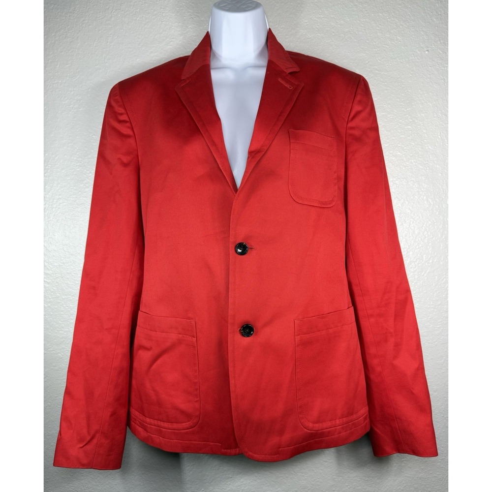 Marc by Marc Jacobs Red Orange Cotton Notch Lapel Blazer Jacket Womens Size S